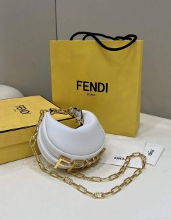 Fendi Nano Fendigraphy Black Leather Charm 7AS089 White