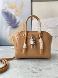 Givenchy BB50J0B00D Mini Antigona Lock Bag in Box Leather Apricot