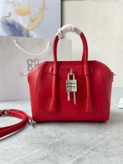 Givenchy BB50J0B00D Mini Antigona Lock Bag in Box Leather Red