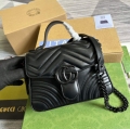 Gucci 702563 GG Marmont Mini Top Handle Bag Black