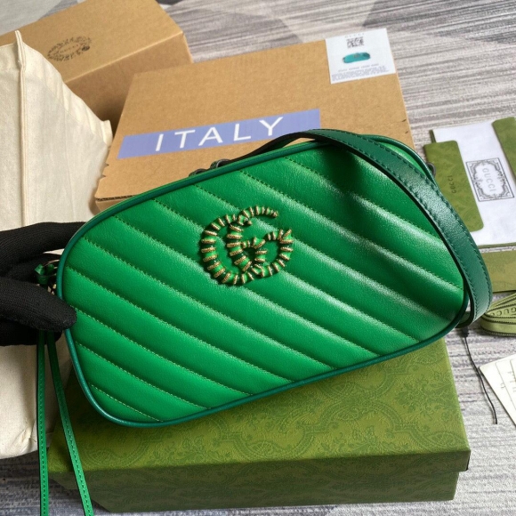 Gucci 447632 GG Marmont Small Shoulder Bag Green