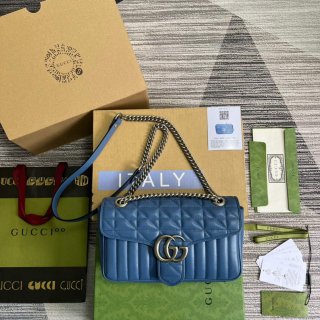 Gucci 443497 GG Marmont Small Shoulder Bag Blue