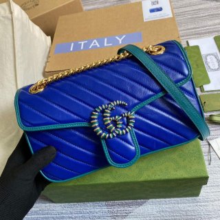 Gucci 443497 GG Marmont Small Shoulder Bag Blue Green