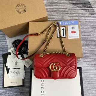 Gucci 446744 GG Marmont Matelassé Mini Bag Red