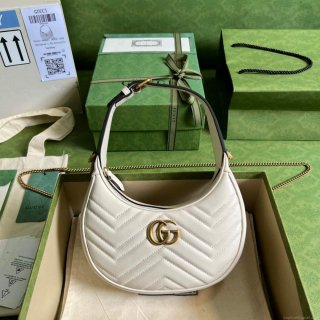 Gucci 699514 GG Marmont half-moon-shaped mini bag White