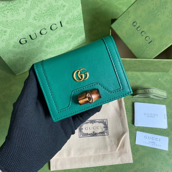 Gucci ‎‎658244 Diana Card Case Wallet in Green