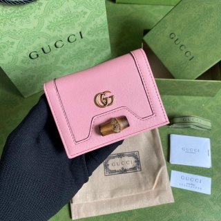 Gucci ‎‎658244 Diana Card Case Wallet in Pink