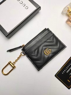 Gucci 627064 GG Marmont Keychain Wallet Black