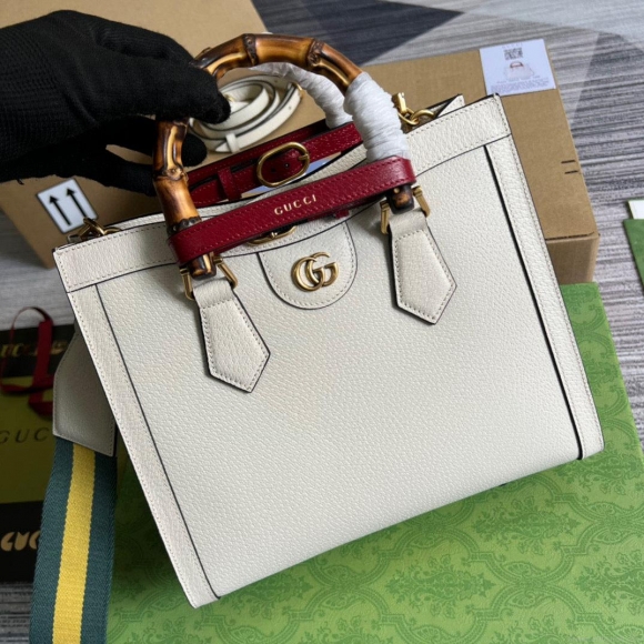 Gucci 702721 Diana Small Tote Bag White leather