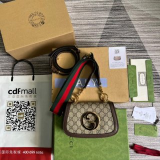 Gucci ‎698643 Blondie mini bag in GG brown leather