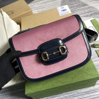 Gucci Horsebit 1955 small bag 602204 Pink corduroy