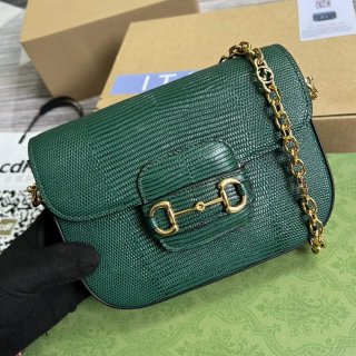 Gucci Horsebit 1955 lizard mini bag 675801 green leather