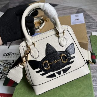 Adidas x Gucci 677212 Horsebit 1955 mini bag white and Black leather