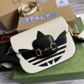 Adidas x Gucci 658574 Horsebit 1955 mini bag white and black leather