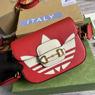 Adidas x Gucci 658574 Horsebit 1955 mini bag red and white leather