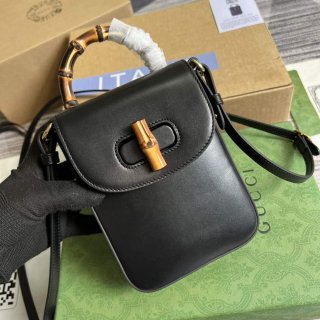 Gucci 702106 Bamboo Mini Handbag Black