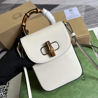 Gucci 702106 Bamboo Mini Handbag White