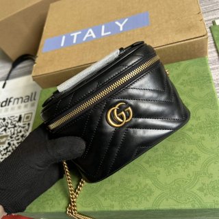 Gucci 699515 GG Marmont Mini Top Handle Bag Black