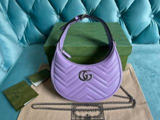 Gucci 699514 GG Marmont half-moon-shaped mini bag Lilac purple