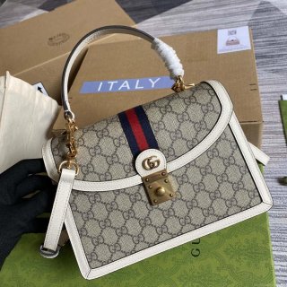 Gucci Ophidia GG small top handle bag 651055 Beige and White