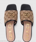 Gucci 619893 Women’s slide sandal with Double G Beige and Black