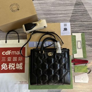 Gucci 728309 GG Matelassé Mini Top Handle Bag Black