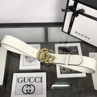 Gucci Women Men’s Leather Belt with Double G Buckle 30MM G19167 White