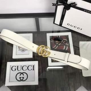 Gucci Women Men’s Leather Belt with Double G Buckle 20MM G19168 White