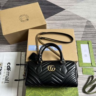 Gucci 746319 GG Marmont Small Top Handle Bag Black