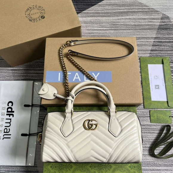 Gucci 746319 GG Marmont Small Top Handle Bag White