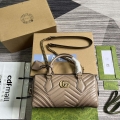 Gucci 746319 GG Marmont Small Top Handle Bag Milk tea