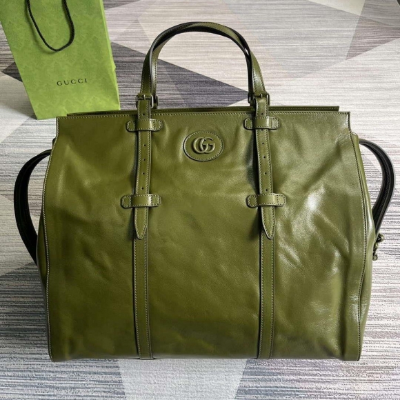 Gucci 725683 Large Tote Bag With Tonal Double G Forest green