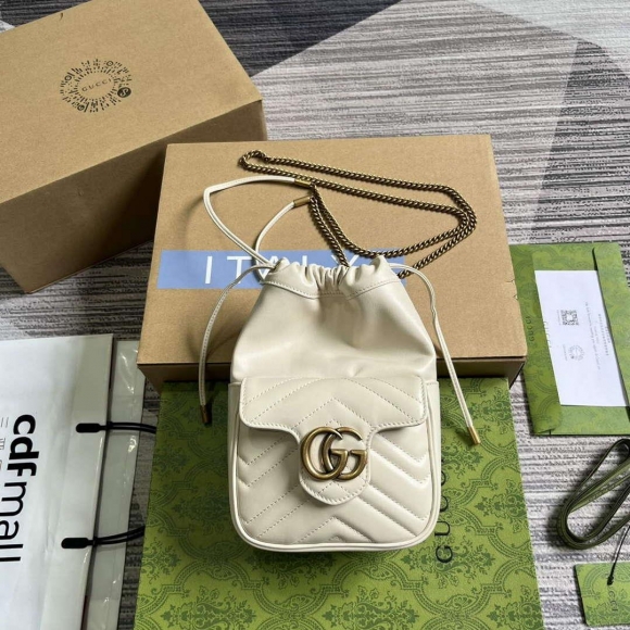 Gucci 746433 GG Marmont Mini Bucket Bag White