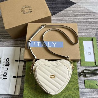 Gucci 751628 Interlocking G Mini Heart Shoulder Bag White