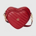 Gucci 751628 Interlocking G Mini Heart Shoulder Bag Red