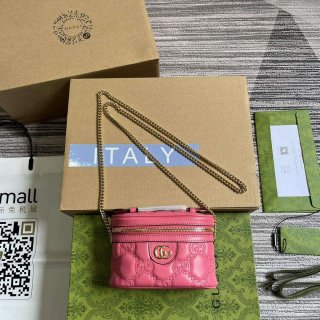 Gucci 723770 GG Matelassé Top Handle Mini Bag Pink