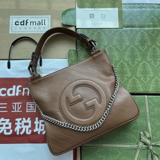 Gucci 751518 GG Blondie Small Tote Bag in Brown leather