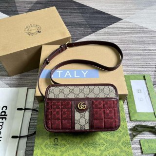 Gucci 751914 Mini GG Canvas Mini Shoulder Bag Red