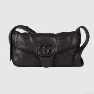 Gucci ‎767226 Aphrodite Small Shoulder Bag Black soft leather