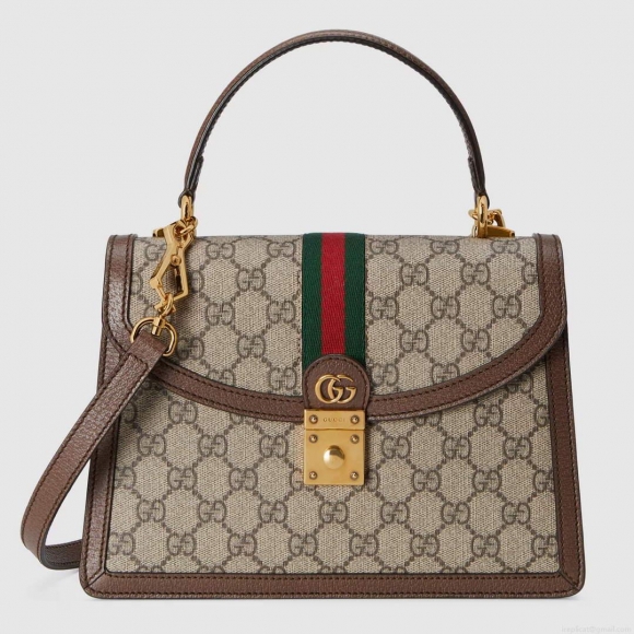 Gucci ‎‎651055 Ophidia GG Small Top Handle Bag Beige and Brown