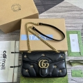 Gucci 443497 GG Marmont Small Shoulder Bag Double G Studs Black