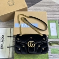 Gucci 443497 GG Marmont Small Shoulder Bag Black Quilted Velvet