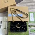 Gucci 446744 GG Marmont Mini Shoulder Bag Black Quilted Velvet