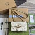 Gucci 446744 GG Marmont Mini Shoulder Bag Double G Studs White