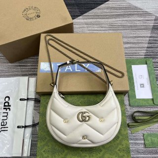 Gucci 770983 GG Marmont Half Moon Shaped Mini Bag White