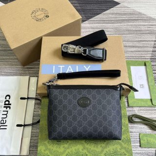 Gucci 760021 Messenger Bag With Interlocking G Black