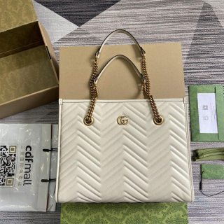 Gucci 779724 GG Marmont Medium Tote Bag White