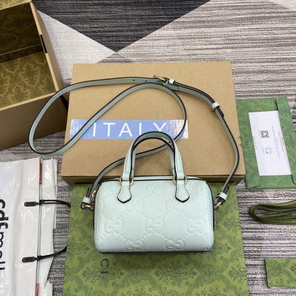 Gucci 790130 GG Super Mini Top Handle Bag Light Green