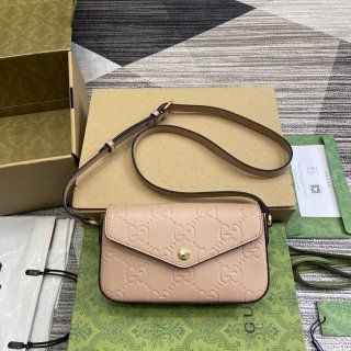 Gucci 772794 GG Super Mini Shoulder Bag Rose beige