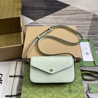 Gucci 772794 GG Super Mini Shoulder Bag Pale green